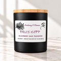 Fall's Gift Signature candle on bright ivory marble tabletop