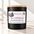 No Witness candle in matte black jar on ivory marble with white background